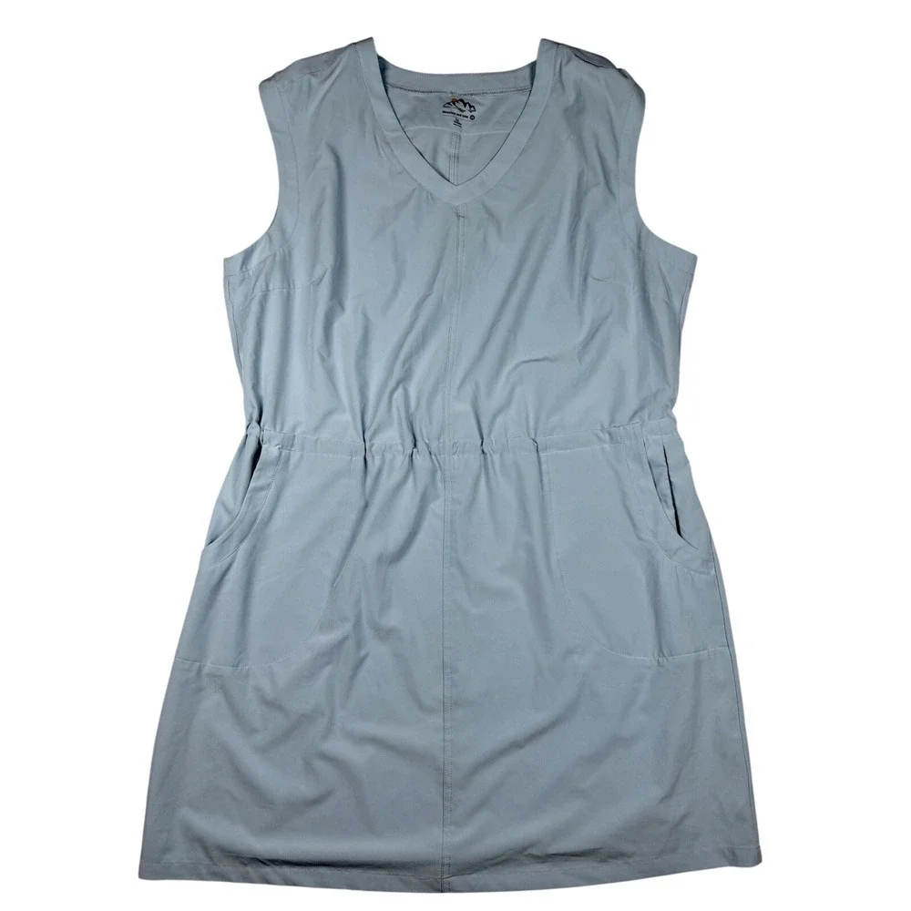Mountain Isles Dress 1X Blue Sun Haven V-Neck Drawstring Waistband Hiking Tennis